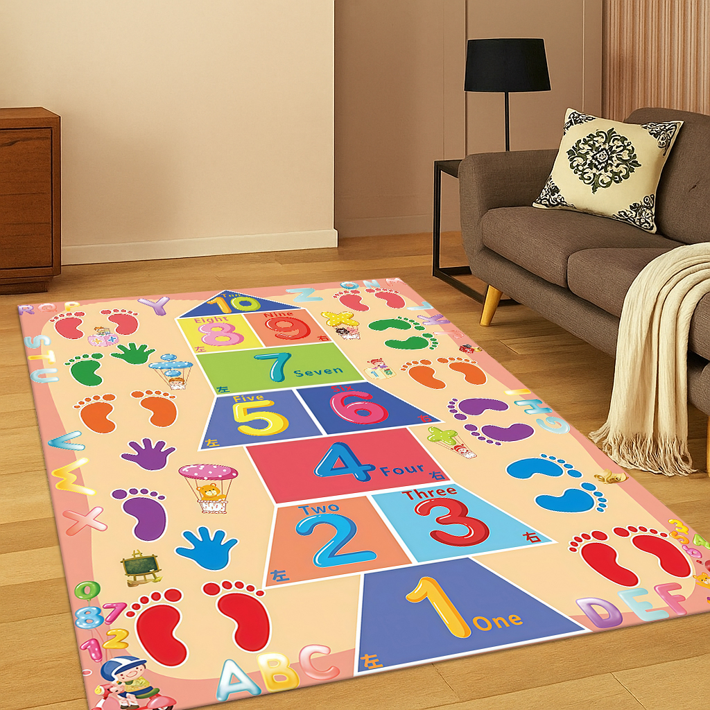 Home Bar Lounge - Child Digital Games Hopscotch Carpet Rug