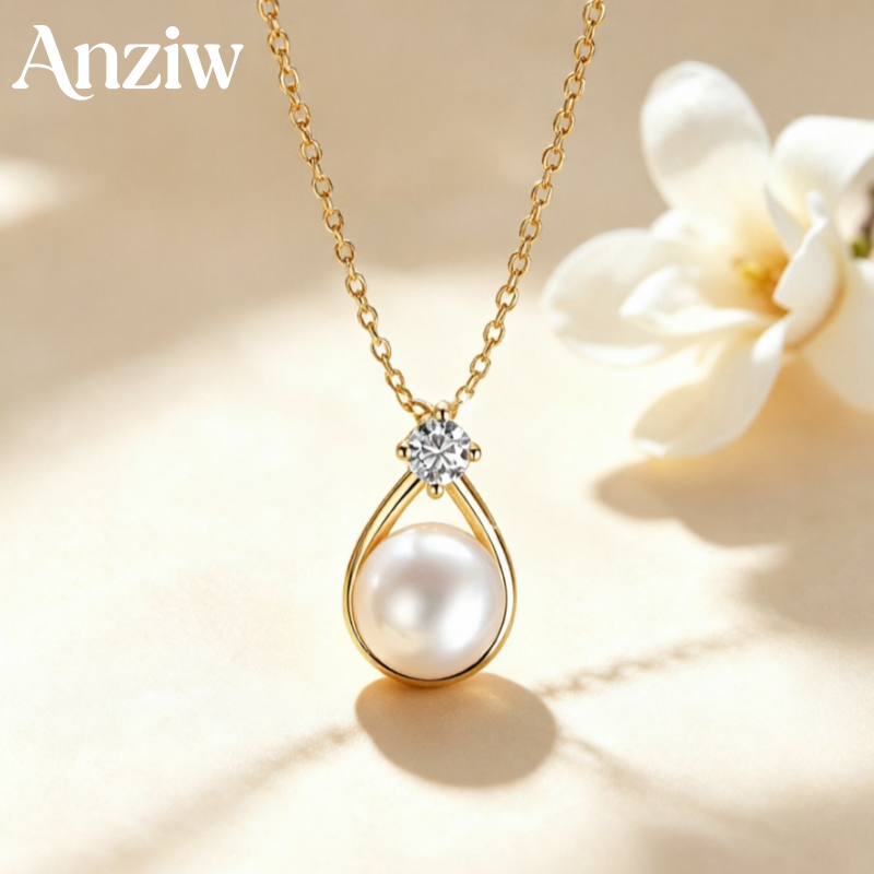 Bar Cart Gold - Anziw 8.5-9mm Natural Freshwater Pearl Pendant