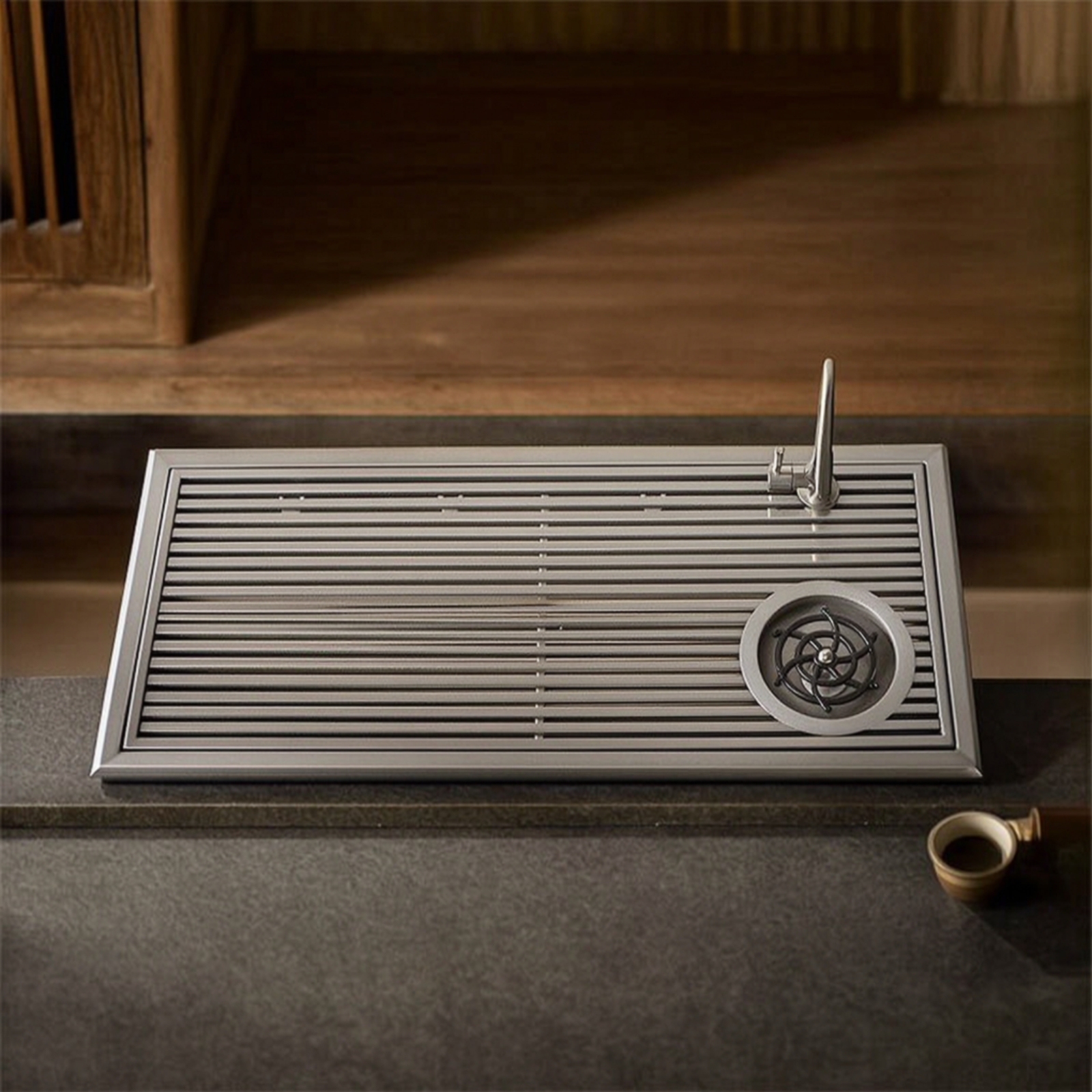 Modern Inset Tea Tray with Dra - Home Bar And Counter avis et prix