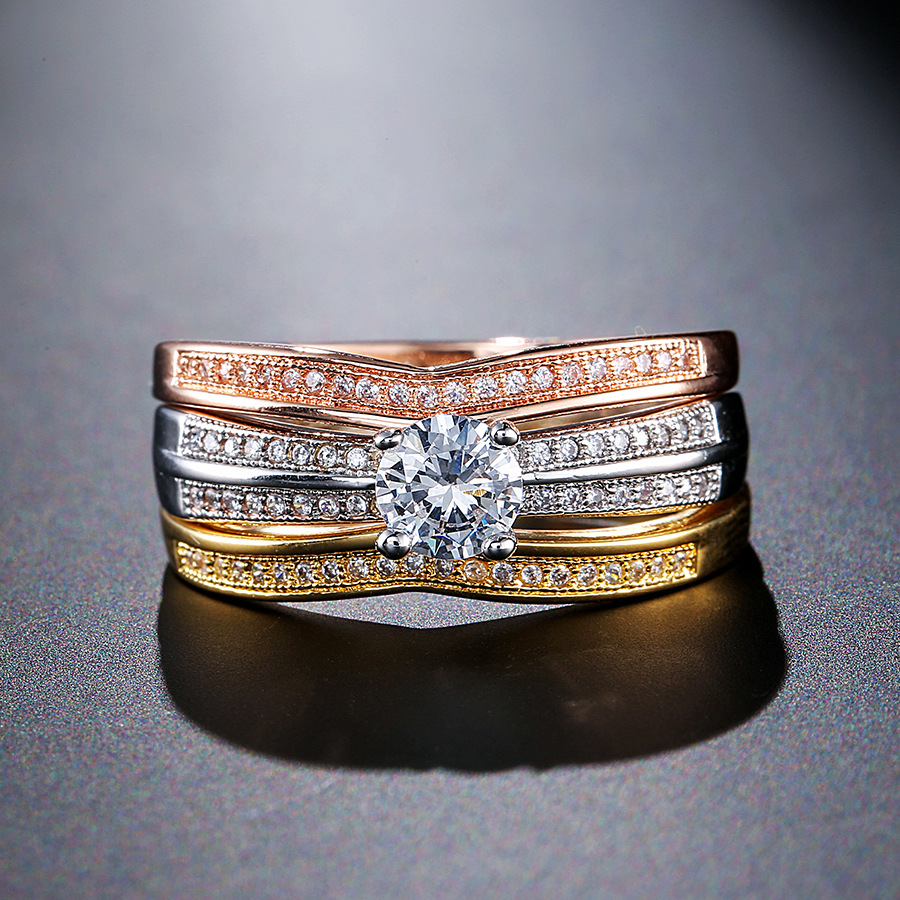 18K Multi Gold Ring 3pc Set fo - Bar Cart Gold avis et prix