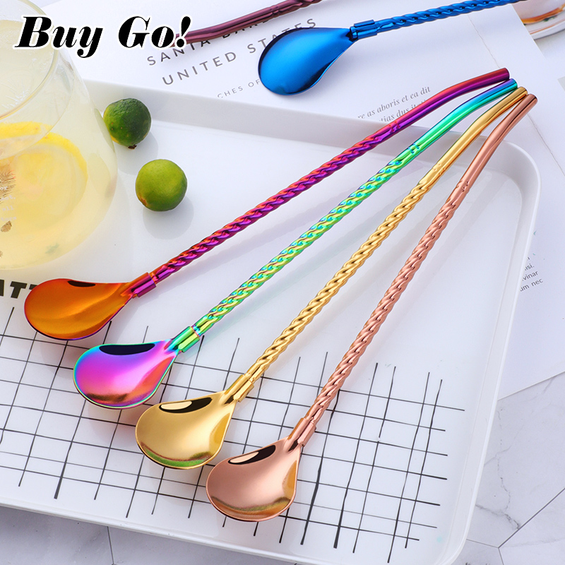 1PC Long Big Twisted Straw Spo - Bar Spoon Twisted avis et prix