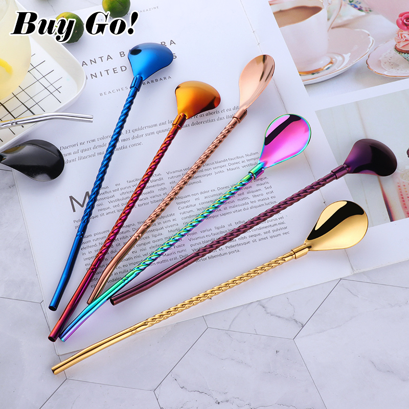 1PC Long Big Twisted Straw Spo - Bar Spoon Twisted avis et prix