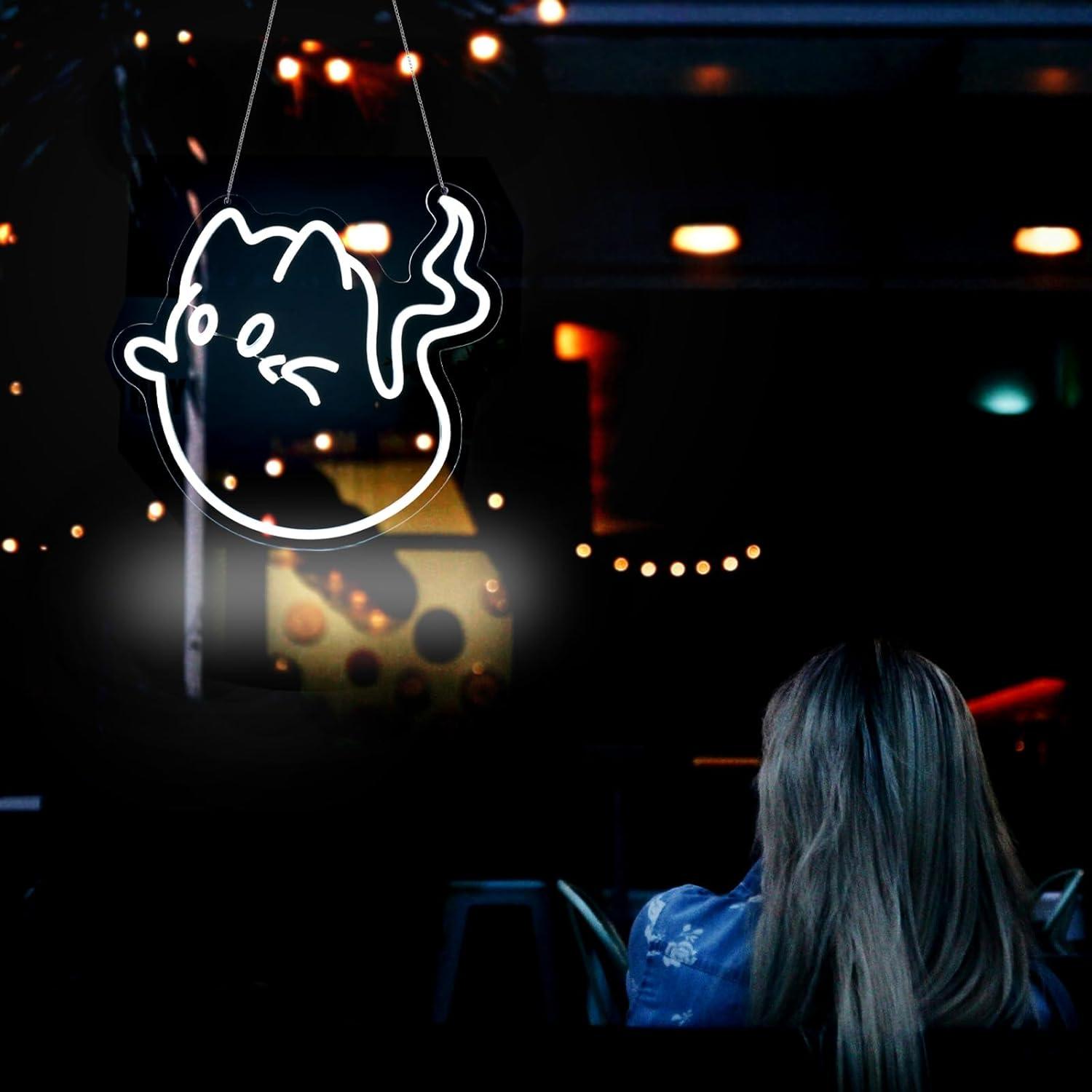 Cat Ghost Neon Sign USB Powere - Home Bar Signs avis et prix