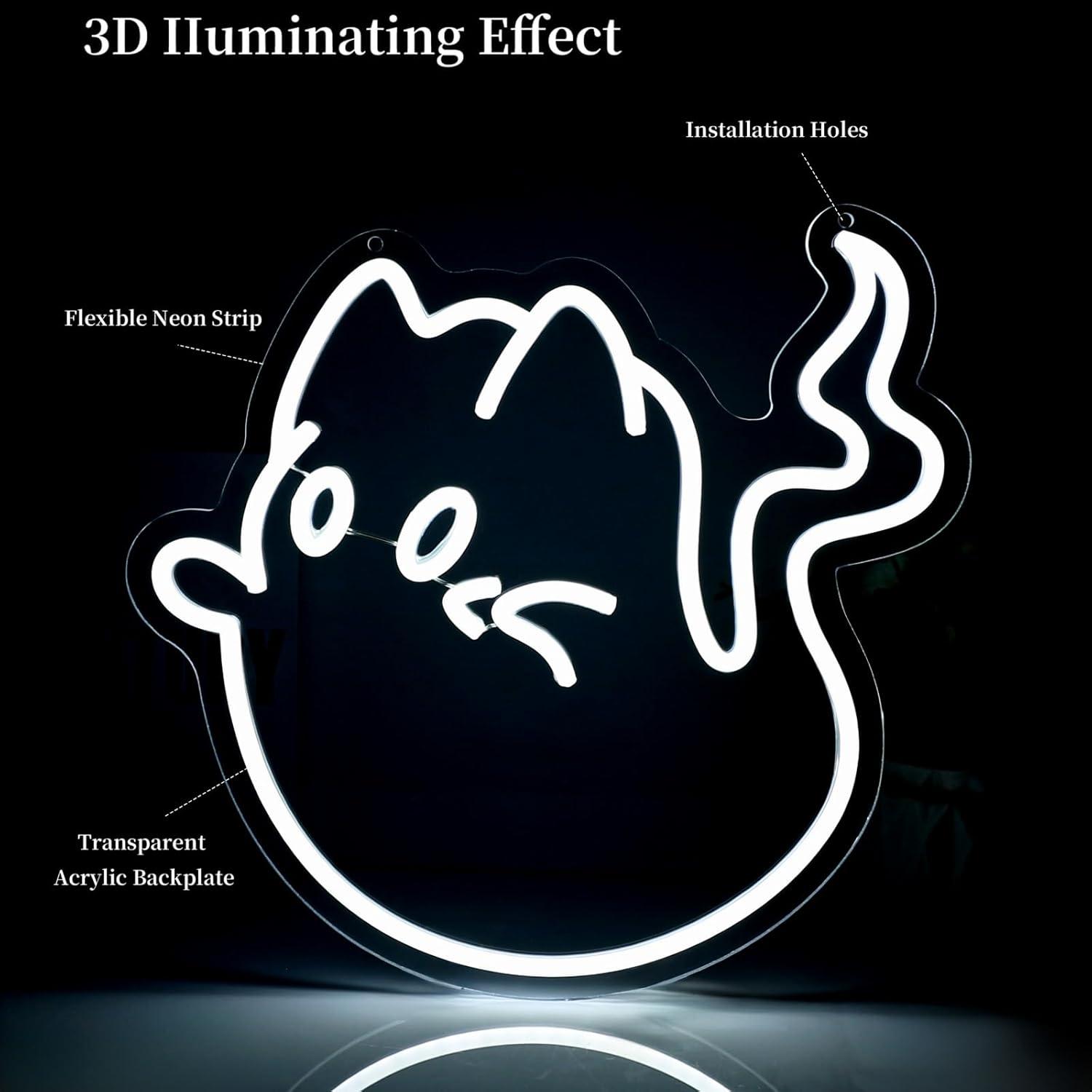 Cat Ghost Neon Sign USB Powere - Home Bar Signs avis et prix