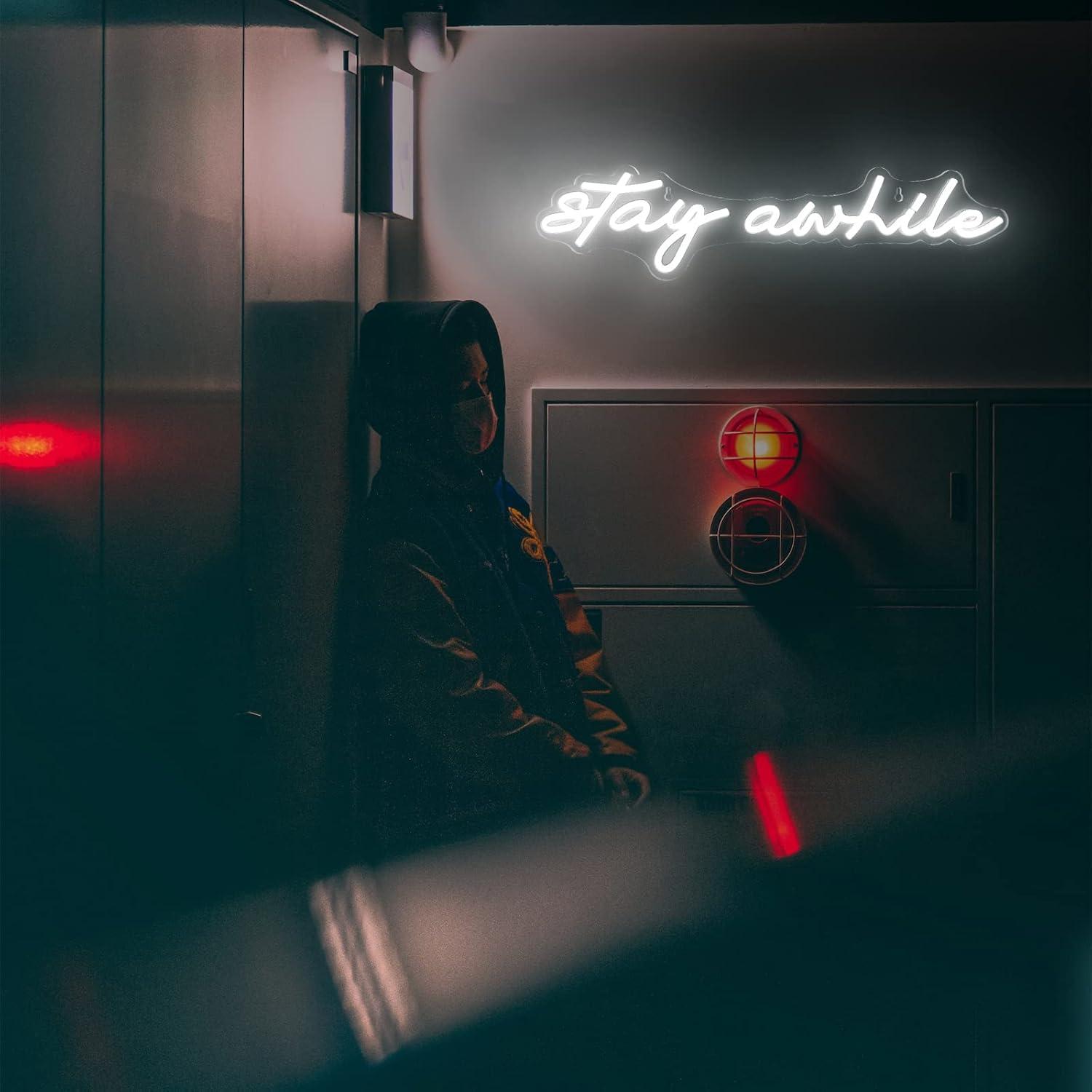 Stay Awhile Neon Signs USB Dim - Home Bar Signs avis et prix