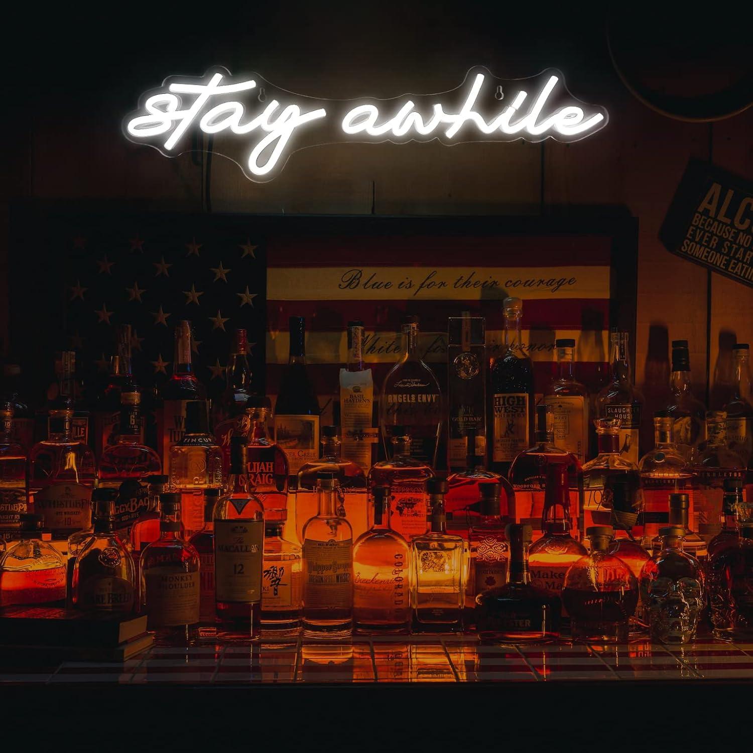 Stay Awhile Neon Signs USB Dim - Home Bar Signs avis et prix