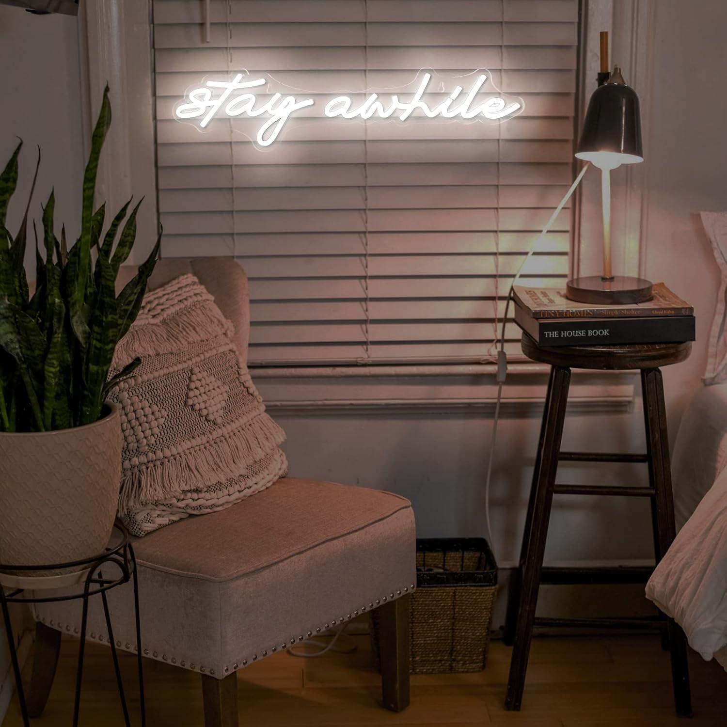 Stay Awhile Neon Signs USB Dim - Home Bar Signs avis et prix