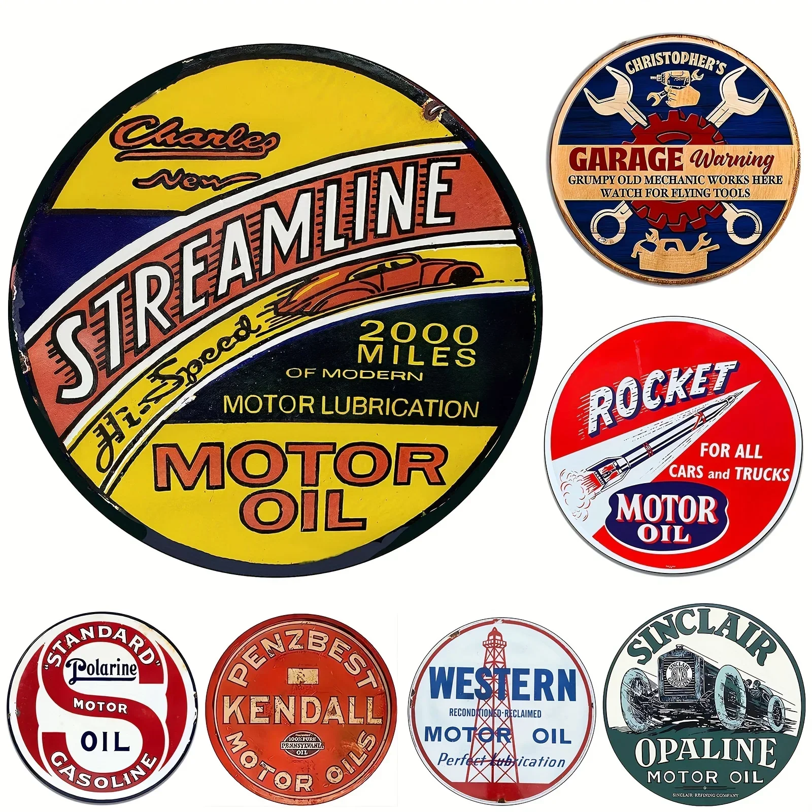 Vintage Motor Oil Sign Round M - Home Bar And Restaurant avis et prix