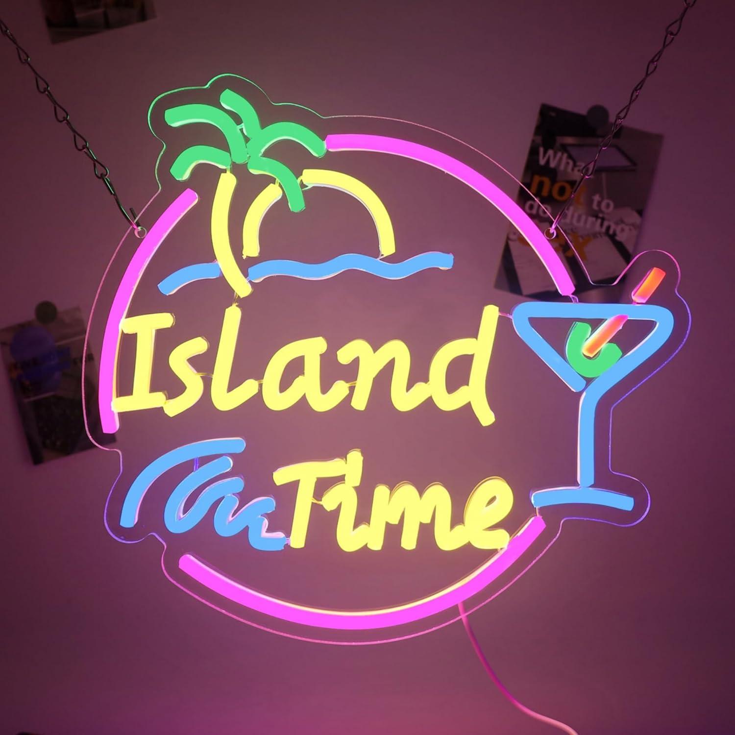 Island Time Neon Sign LED Ligh - Home Bar Signs avis et prix