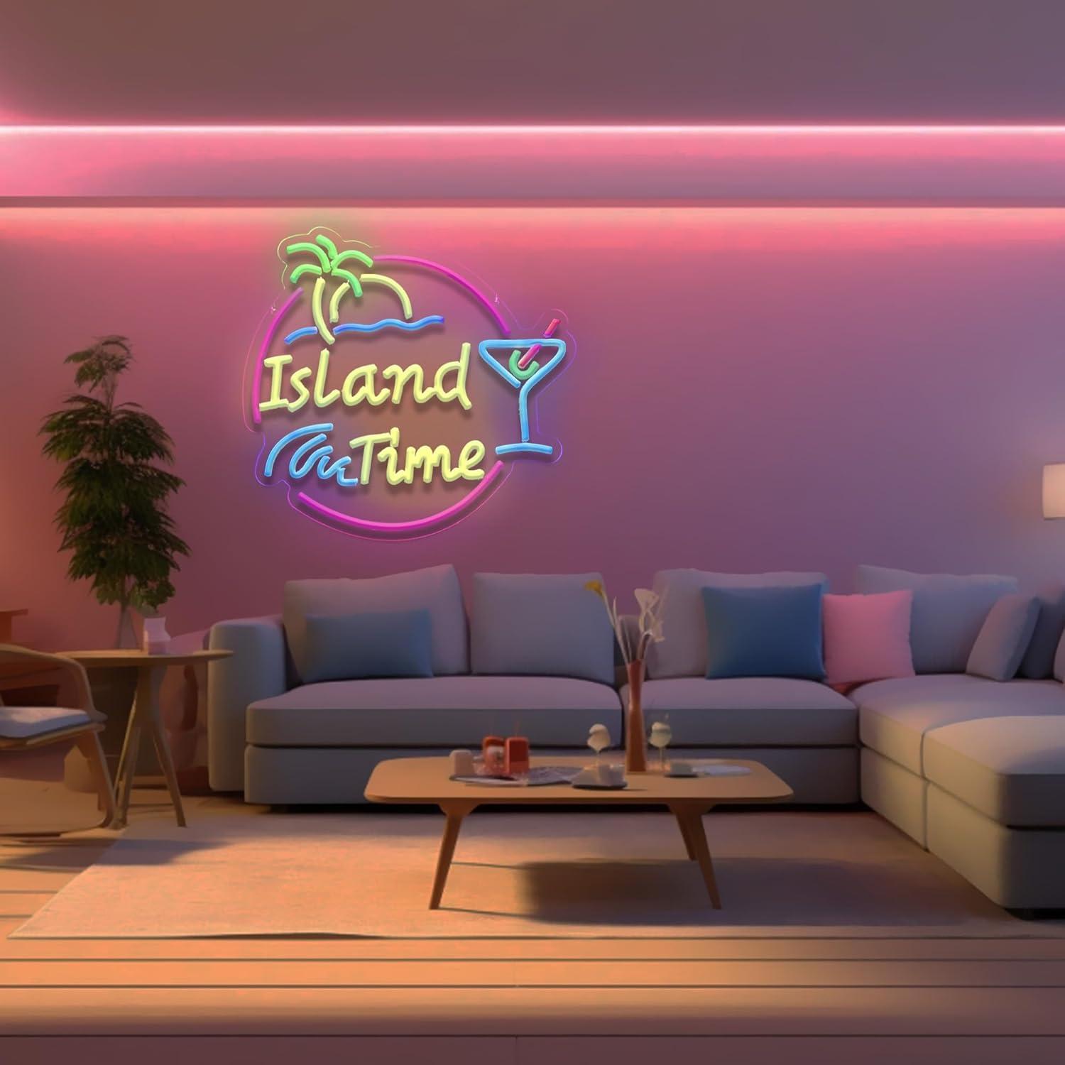Island Time Neon Sign LED Ligh - Home Bar Signs avis et prix