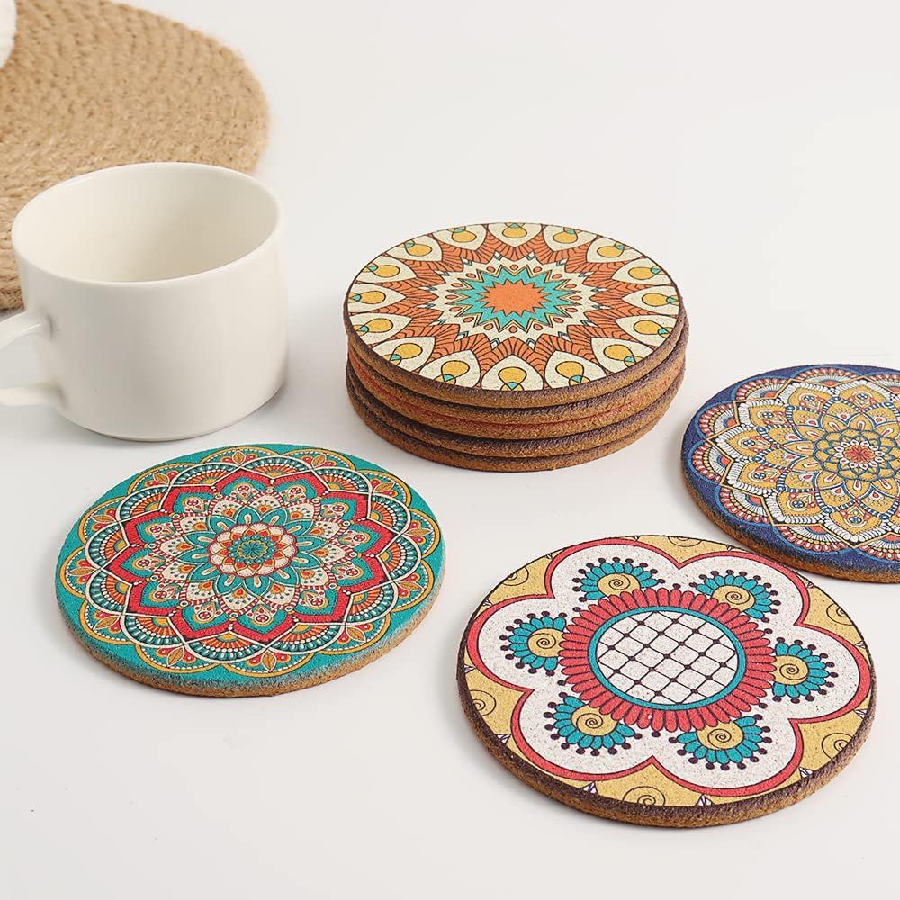 Set of 8 Round Colorful Coaste - Home Bar Set avis et prix