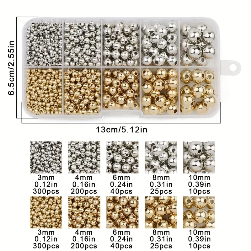 950PCS CCB 3/4/6/8/10MM Gold S - Bar Cart Gold avis et prix