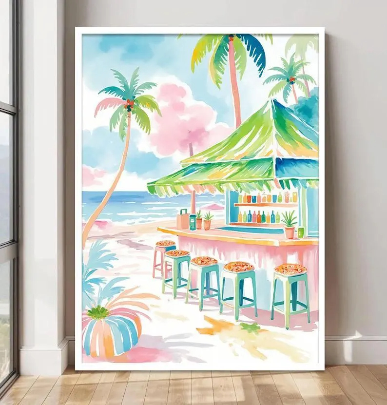 Boho Tropical Watercolor Wall  - Home Bar Set avis et prix