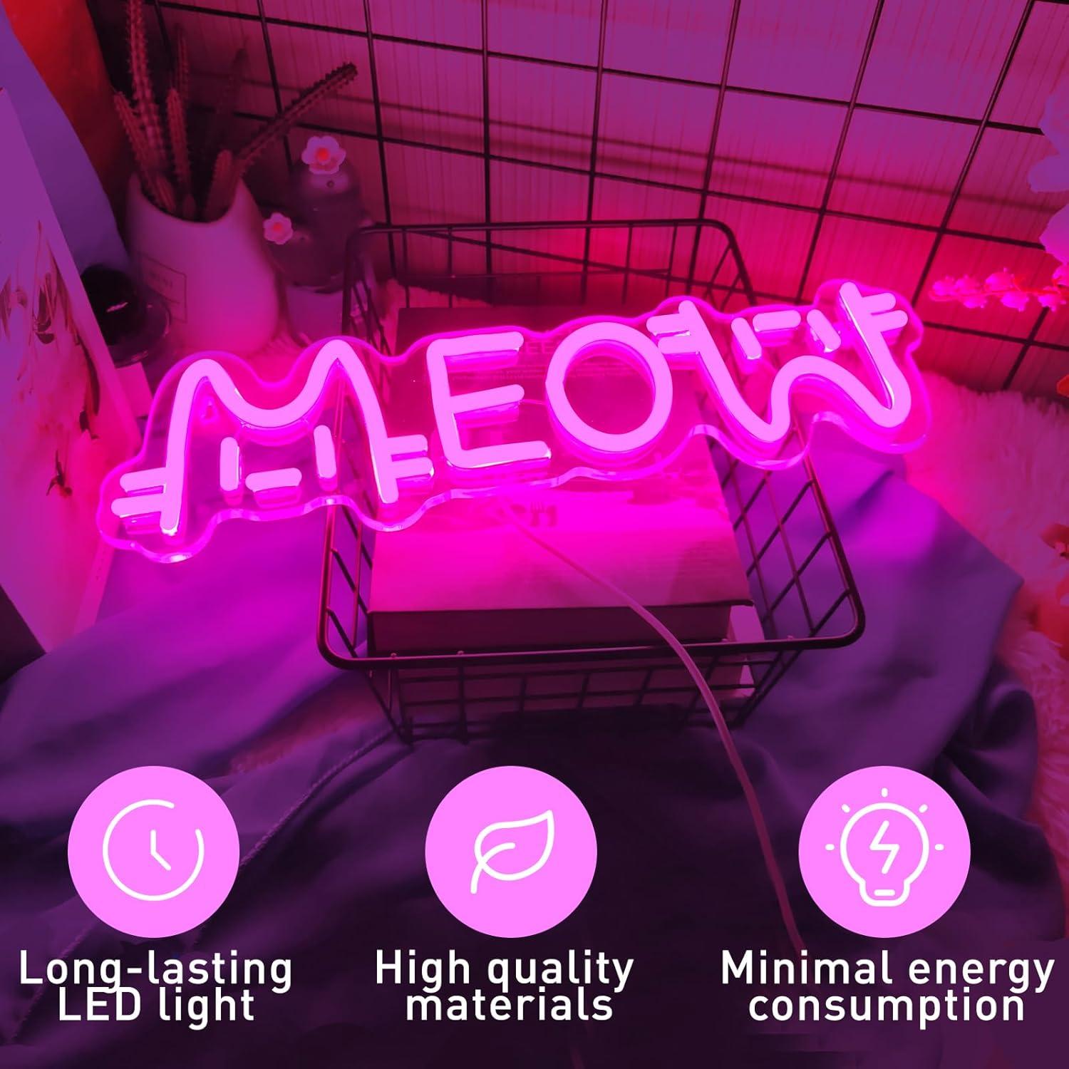 Meow Neon Sign Cat USB Powered - Home Bar Signs avis et prix
