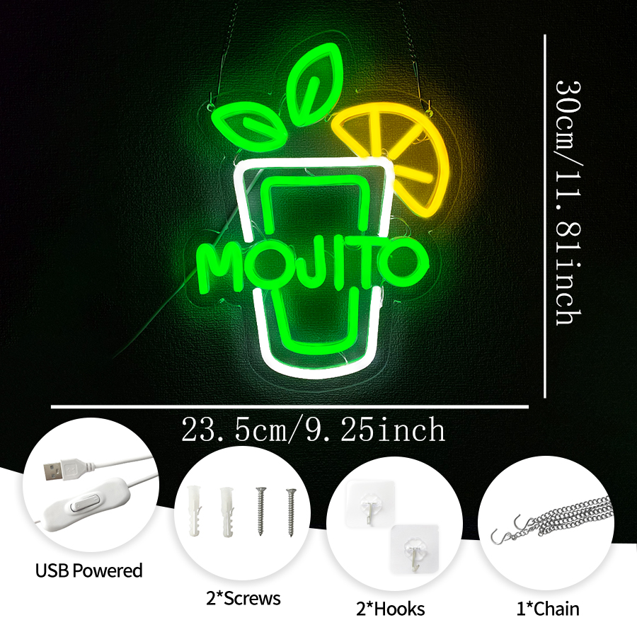 Mojito USB Neon Sign, Mint Lim - Home Bar Lounge avis et prix