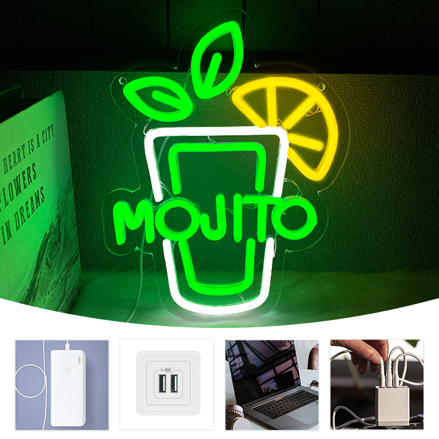 Mojito USB Neon Sign, Mint Lim - Home Bar Lounge avis et prix