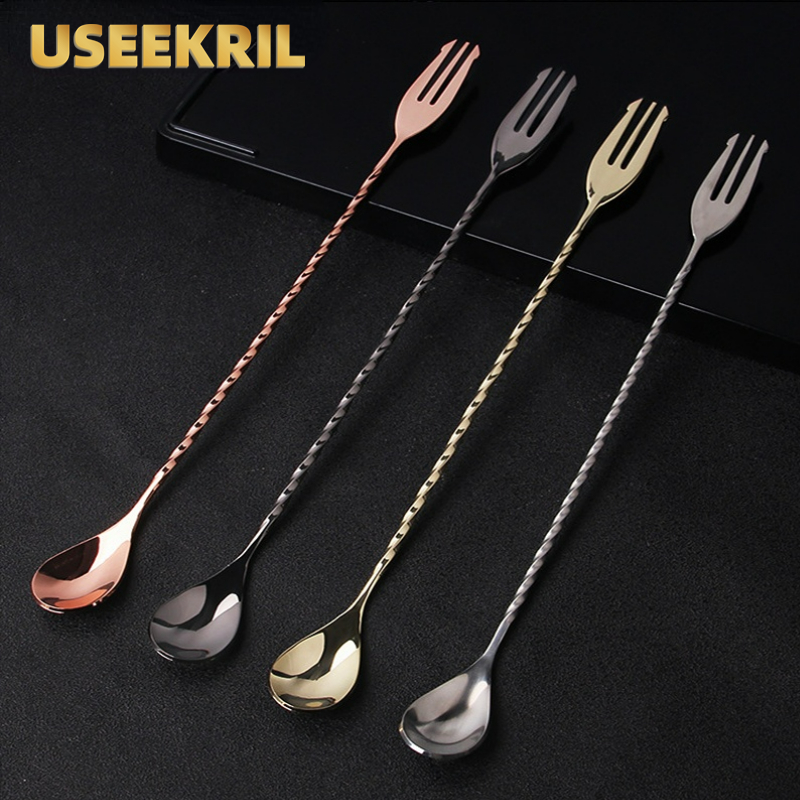 30 40 50cm Bar Spoon With Fork - Bar Spoon Twisted avis et prix