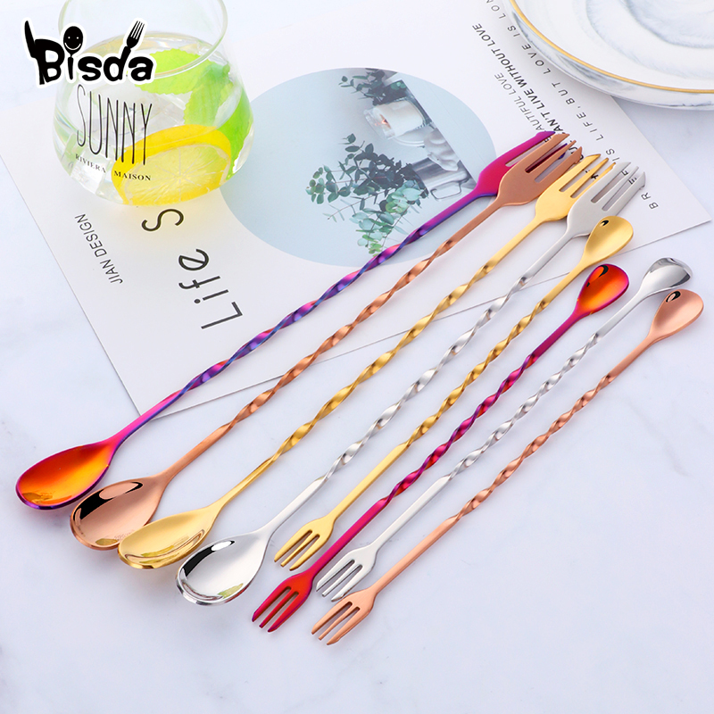 Cocktail Bar Spoons with Fork, - Bar Spoon Twisted avis et prix