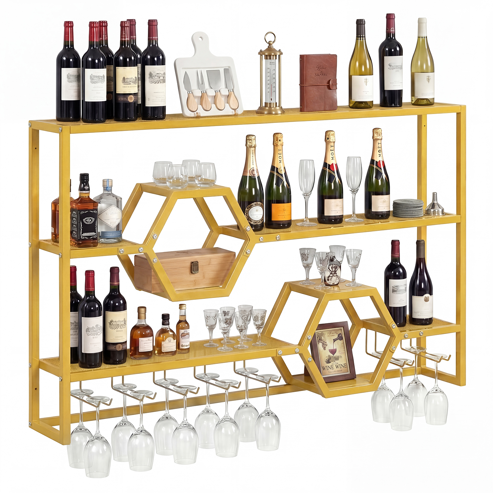 Wall Mounted Wine Rack 47” Lar - Home Bar Stand avis et prix