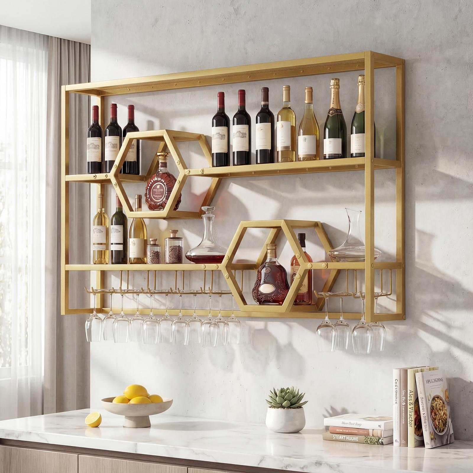 Wall Mounted Wine Rack 47” Lar - Home Bar Stand avis et prix
