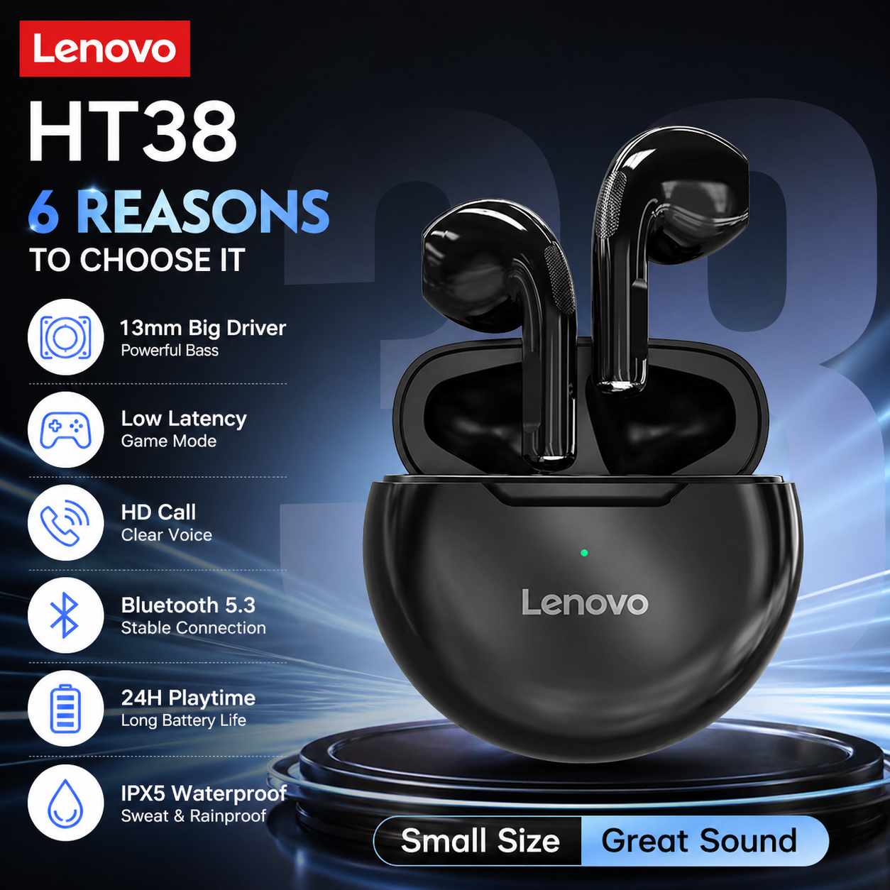 Lenovo HT38 TWS Bluetooth Earp - Home Bar Iphone avis et prix